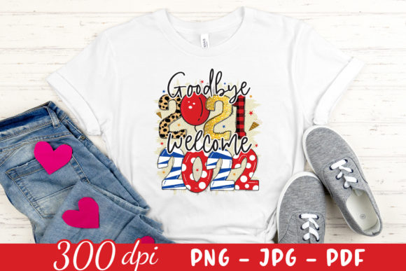 Goodbye 2021 Welcome 2022 New Year PNG for Crafts and Graphics